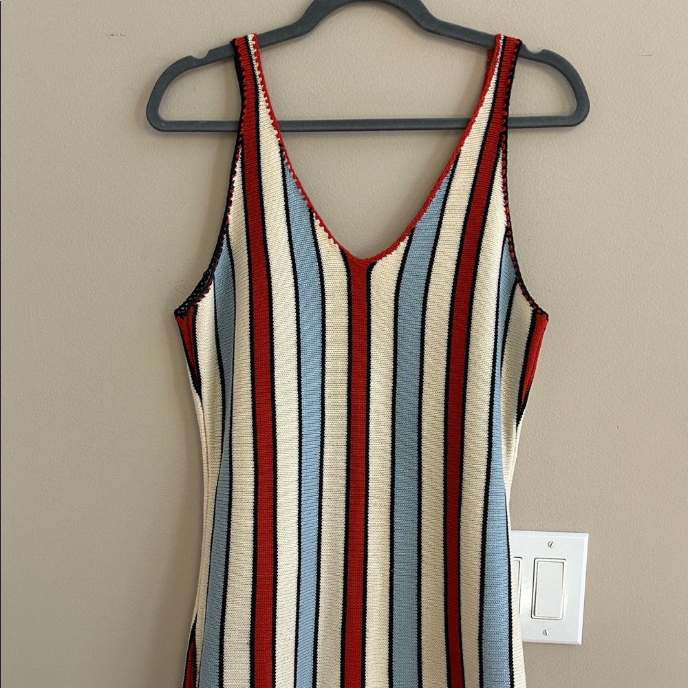 St Kitts Striped Fringe Knit Midi Dress Vestique Size Large